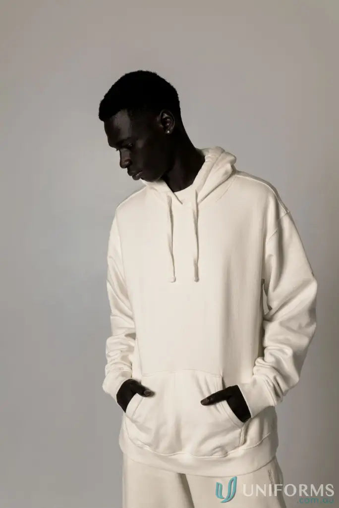 Cream-colored Hudson Oversized Cotton Hoodie with garment dyed fabric for uniforms
