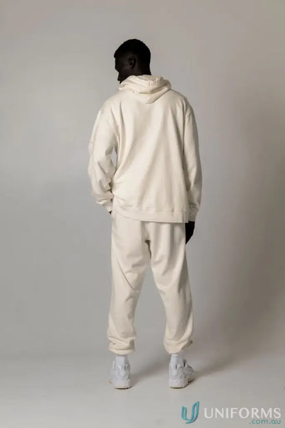 Cream-colored Hudson Oversized Cotton Hoodie with garment dye, perfect for uniforms