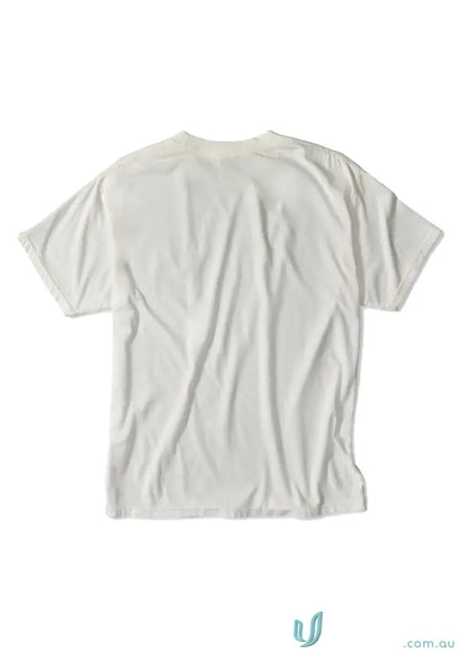 Wrinkled white Donald Tee with retro fit and higher ribbed neckline for style