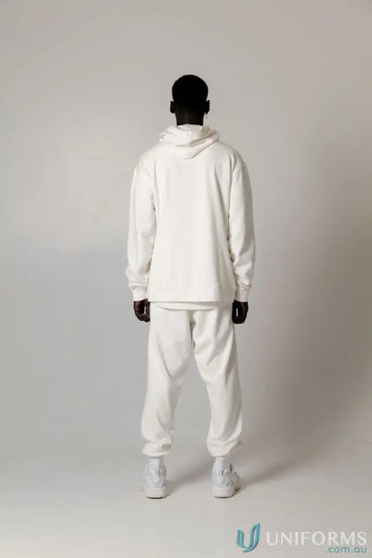 White hooded tracksuit in Tommy Trackpant PFD made from soft brushed French terry material