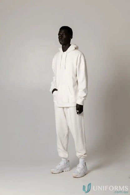 White hoodie and Tommy Trackpant PFD set in comfy brushed French terry material