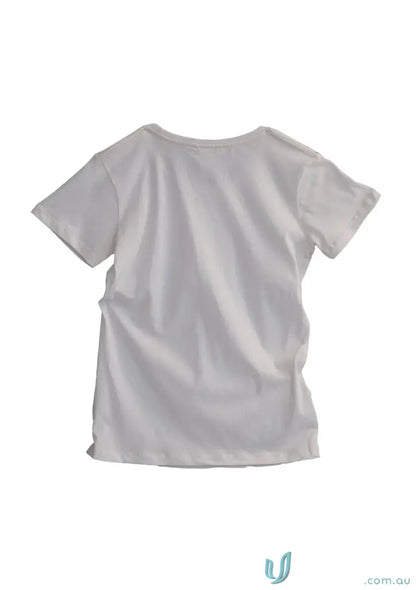 White short-sleeved Harper Tee with crew neck, perfect for casual uniforms