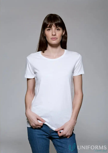 Women’s Harper Tee with classic crew neck, perfect for stylish uniforms