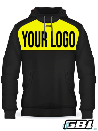 Black and yellow gb1 custom chest panel hoodie for stylish uniforms