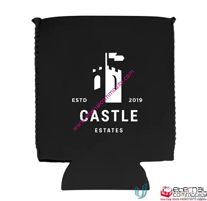 Black neoprene Ezy Grip Stubby Holder with White Castle logo, laminated open cell design