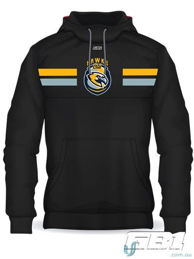 Black hoodie with team logo, gb1 custom chest panel, perfect for uniforms