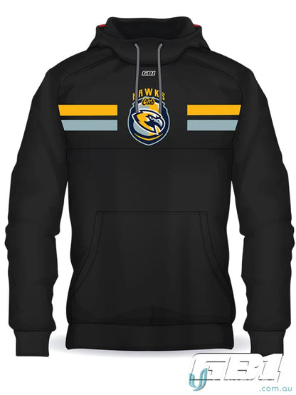 Black hoodie with team logo, gb1 custom chest panel, perfect for uniforms