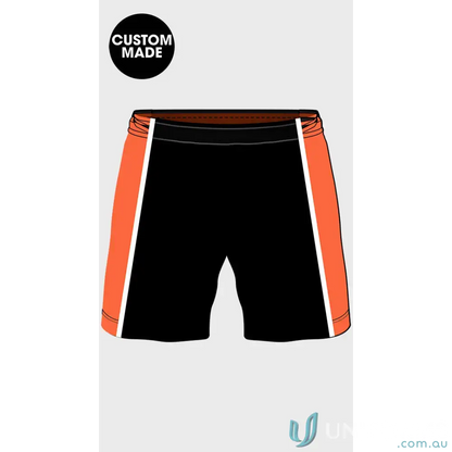 Black and orange Wang Rangers Shorts made with high-quality athletic fabric for comfort
