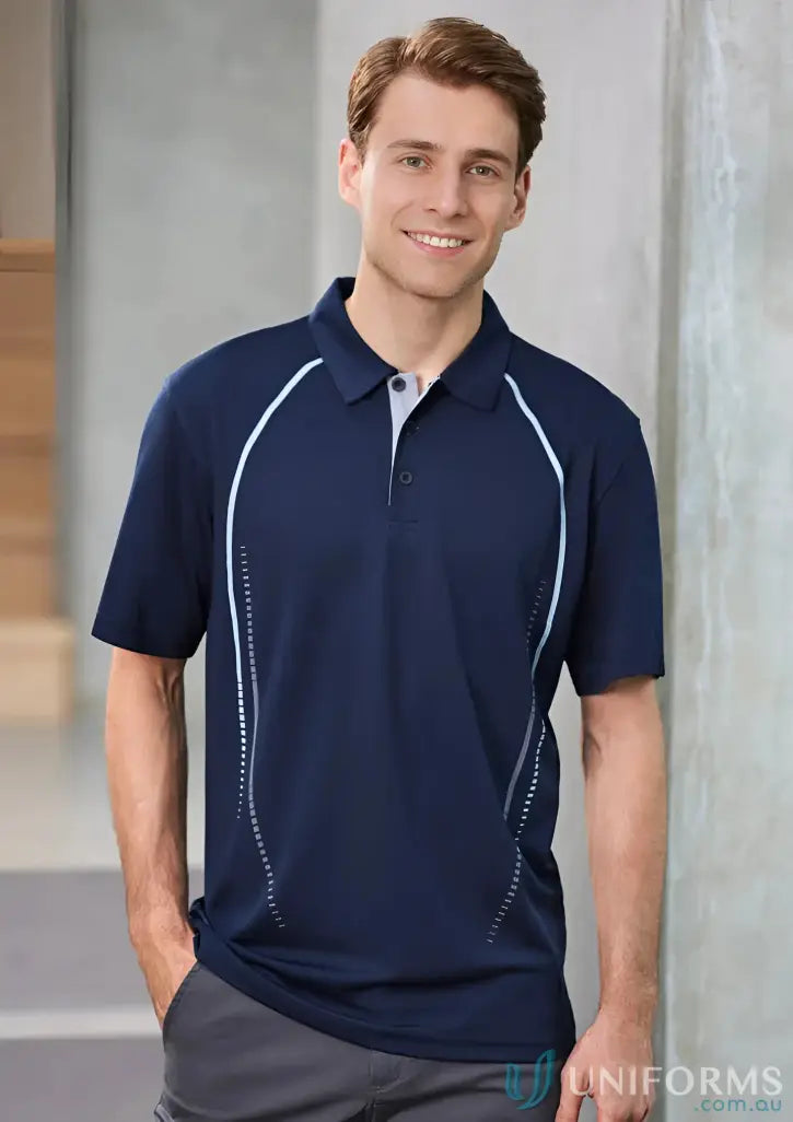 Men’s cyber polo Navy blue with white accents from Biz Collection Cyber p604ms