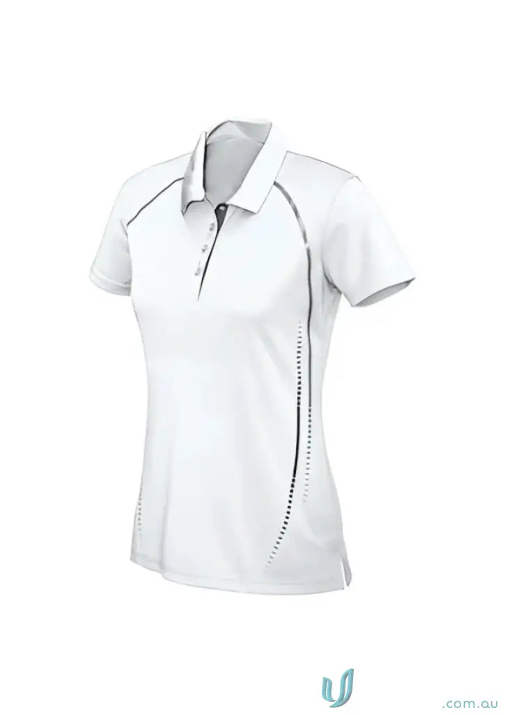 White women’s polo shirt with gray accents from Biz Collection Cyber P604MS Men’s Cyber