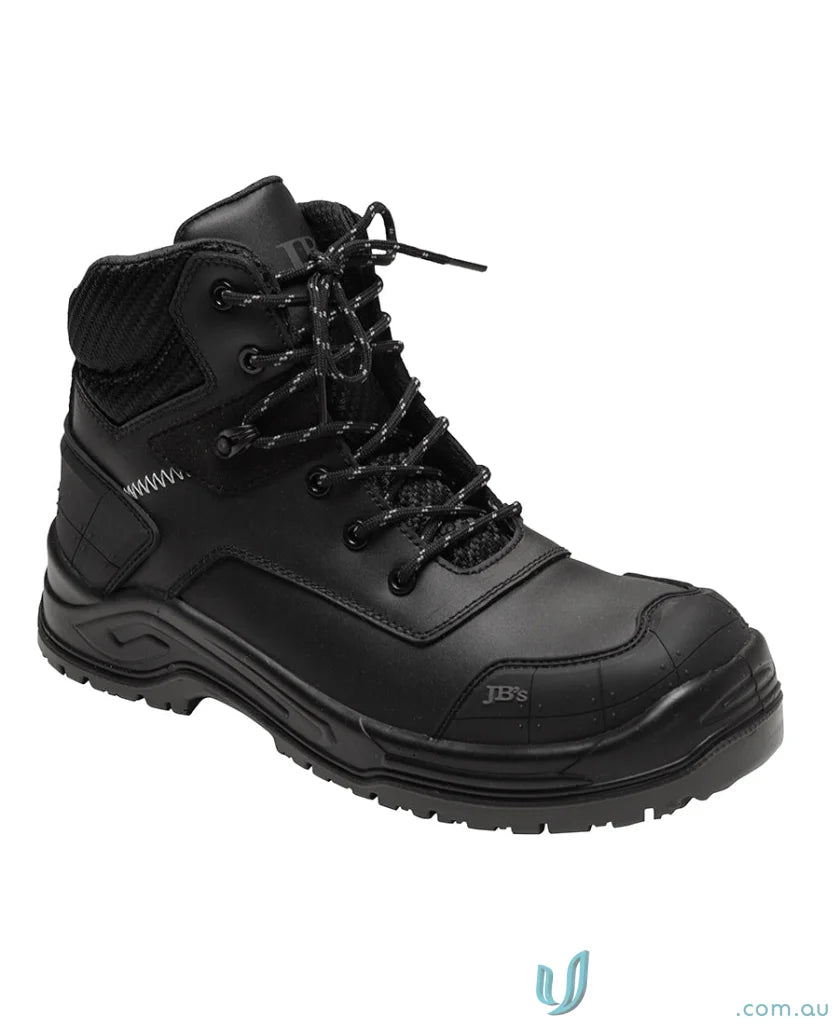 Black leather work boot with durable sole for Cyborg Zip Safety Boot workwear and uniforms