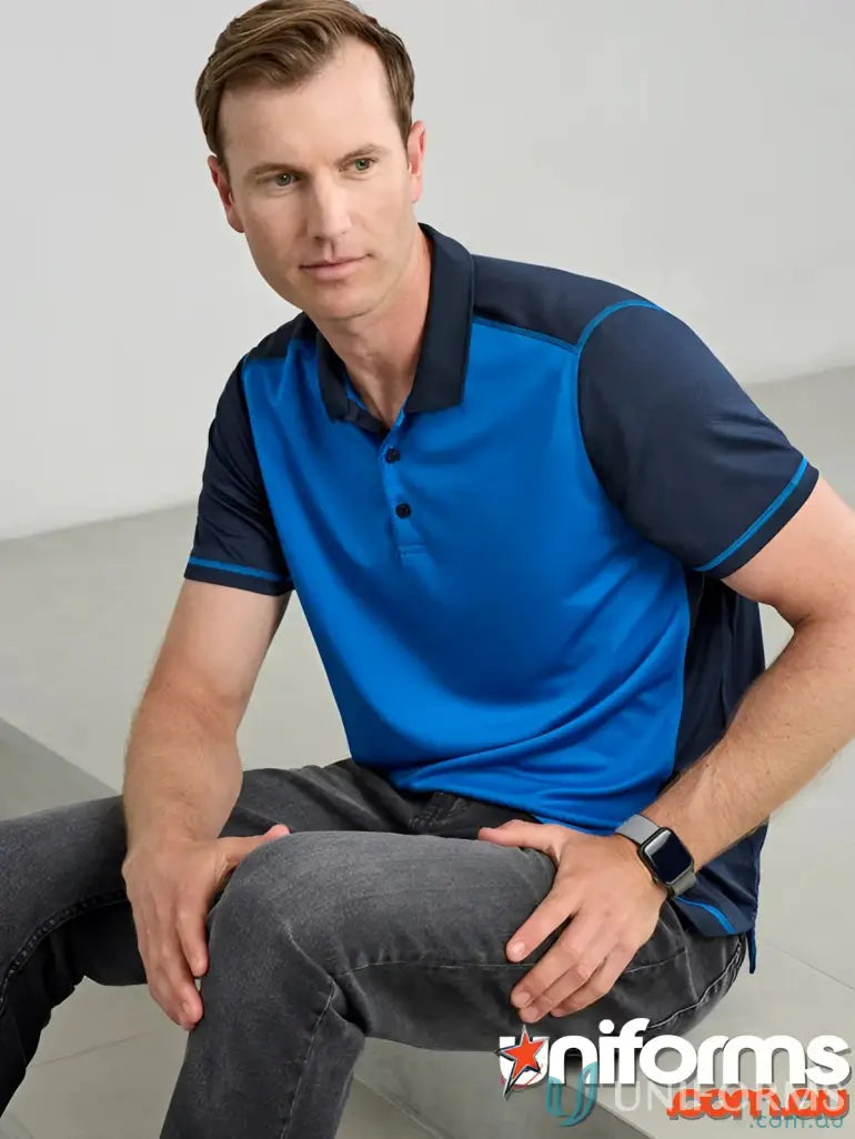 Blue and navy Dart Polo short sleeve polo shirt from Biz Collection