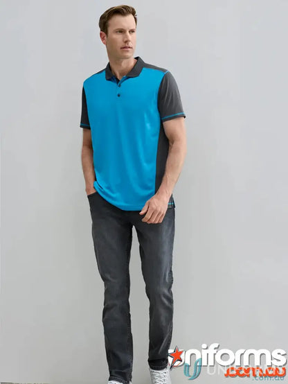 Man in Dart Short Sleeve Polo and jeans from Biz Collection, casual style shot