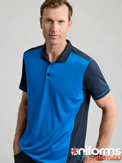 Dart Short Sleeve Polo Shirt in two-tone blue from Biz Collection for a casual look