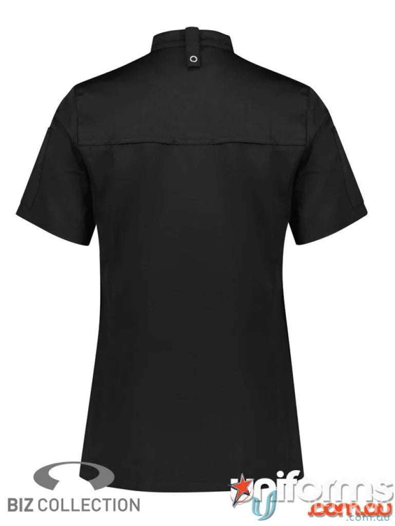 Black short-sleeved chef jacket from Daws EMB Ladies SS workwear collection