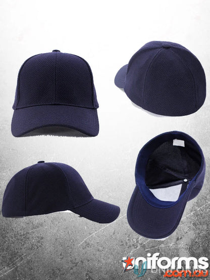 Four navy blue fitted caps perfect for uniforms or workwear, DayDream EMB-W style