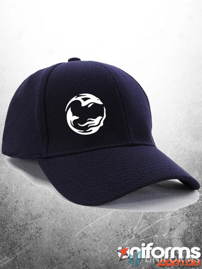 Navy blue fitted cap from DayDream EMB-W for uniforms and workwear style