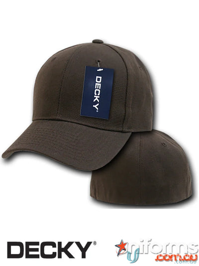 Brown Decky 402 Baseball Flex Cap with tag, perfect for uniforms and workwear