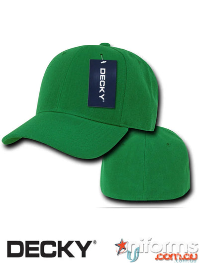 Green baseball cap with tag from Decky 402, perfect for uniforms and workwear