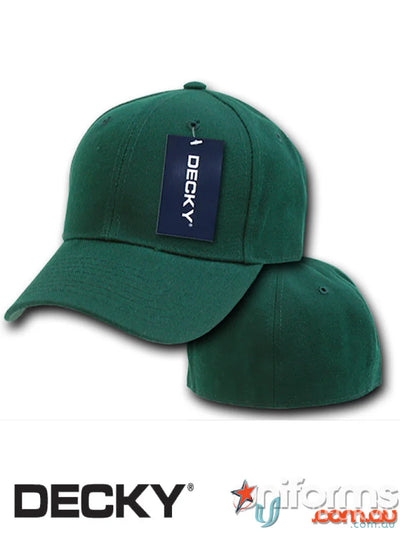 Green baseball cap with tag from Decky 402 Baseball Flex Cap, perfect for uniforms and workwear