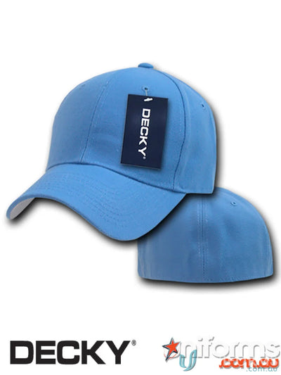 Light blue Decky 402 baseball cap with tag, perfect for uniforms and workwear casuals