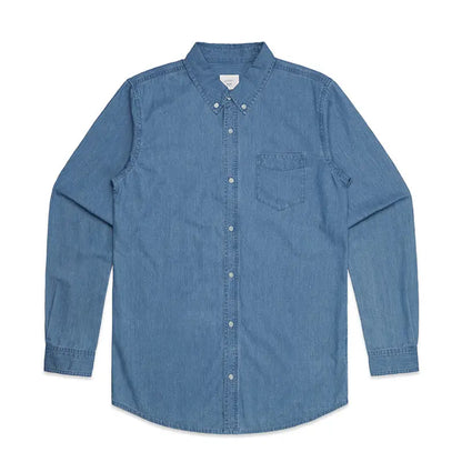 Casual denim shirt with button-down collar and pocket details for uniforms