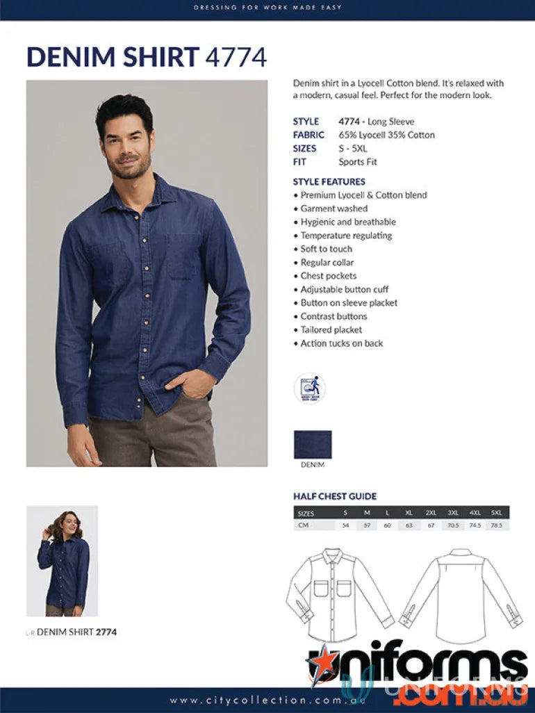 Denim shirt with sports fit, garment washed for a cool casual look