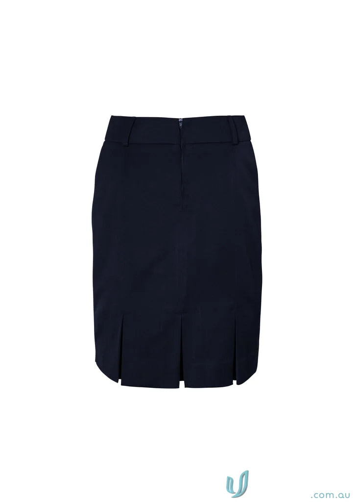 Navy blue pleated womens Detroit skirt from Biz Collection Detroit Flexi-Band collection