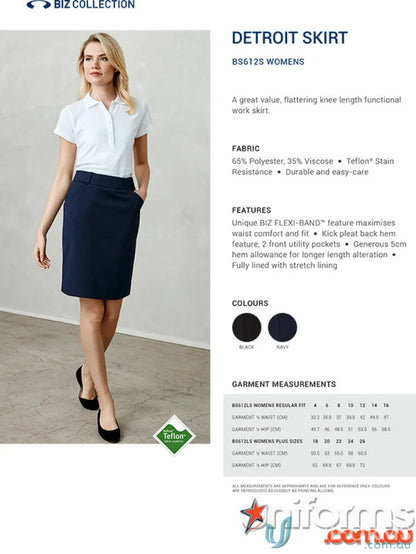 Navy blue womens Detroit skirt from Biz Collection Detroit Flexi-Band collection