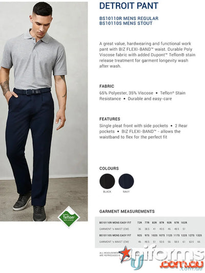 Mens Detroit Pant from Biz Collection Mens B S10110R ideal for work wear