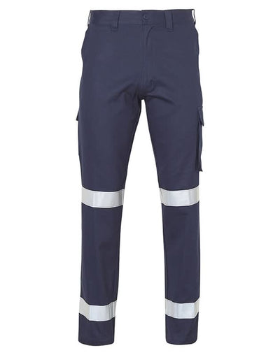 Dark navy 3m taped drill pants with reflective stripes and cargo pockets perfect for workwear uniforms
