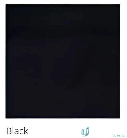 Black fabric swatch showing measure of size and length for Ladies Slim Tee