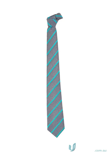 Gray and turquoise striped necktie perfect for work uniforms and professional look