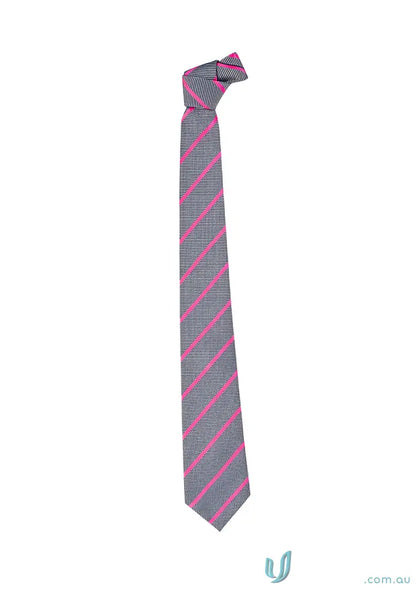 Gray and pink striped necktie perfect for mens work uniforms and stylish workwear