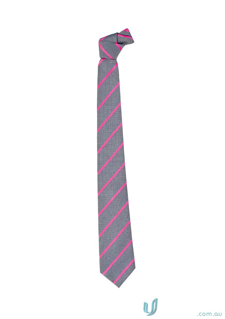 Gray and pink striped necktie perfect for mens work uniforms and stylish workwear