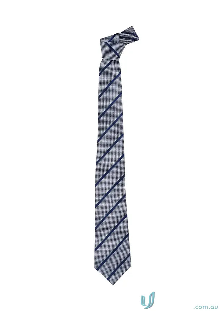 Gray striped necktie perfect for work uniforms and stylish workwear for men
