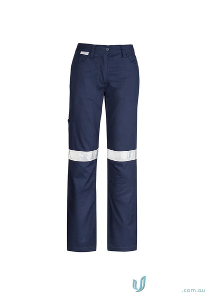 Navy blue Syzmik Womens Taped Utility Pant with reflective tape ZWL004