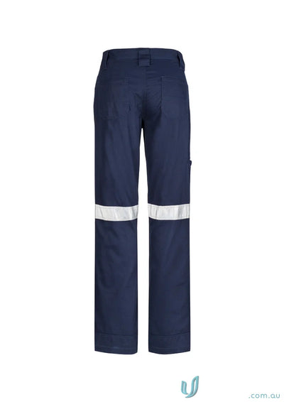Navy blue Syzmik Womens Taped Utility Pant ZWL004 with reflective tape for safety