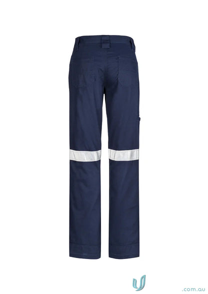 Navy blue Syzmik Womens Taped Utility Pant ZWL004 with reflective tape for safety