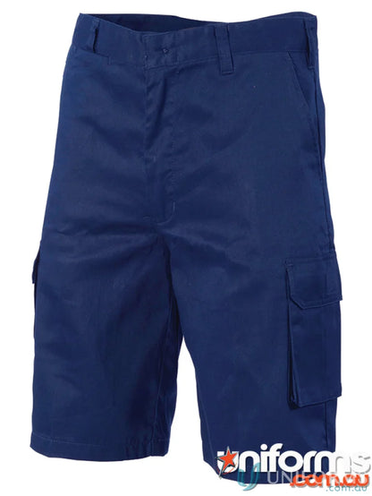 Navy blue DNC Cool-Breeze Cotton Cargo Shorts with belt loops and side pockets
