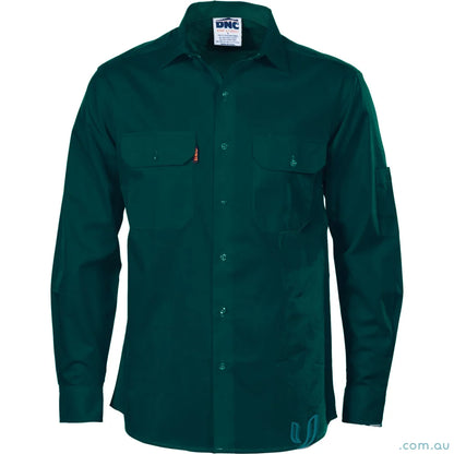 Green long-sleeved work shirt from DNC Cool-Breeze L/S Work Shirt, perfect for workwear and uniforms