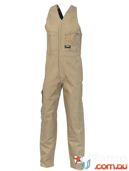 Khaki Bib Overalls Made from Durable Cotton Drill for Action-Ready Workwear