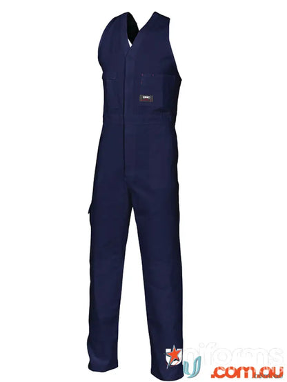 Navy blue cotton drill action back overall for workwear comfort and durability