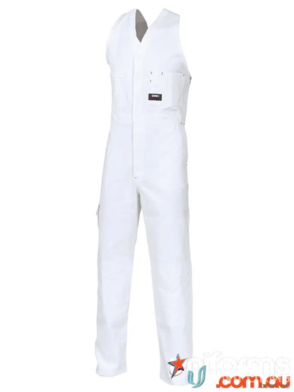White cotton drill action back overall, durable drill action workwear for men
