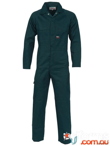 Green DNC Cotton Drill Coverall for work, made from durable cotton drill fabric