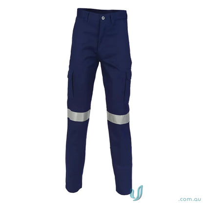 Navy blue DNC Drill 3M Tape Cargo Trousers with reflective tape and cotton drill cargo style