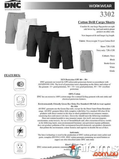 DNC Drill Cargo Shorts made from comfy cotton drill cargo fabric for casual style