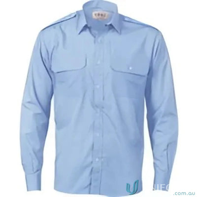 Light blue DNC Epaulette LS Shirt with long sleeve for a stylish casual look
