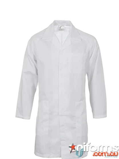 White long-sleeved lab coat for food industry dust protection in DNC Food Industry Dust Coat
