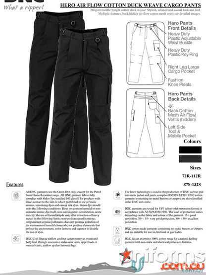 DNC Hero Air Flow Cotton Duck Weave Cargo Pants with multiple pockets and vents